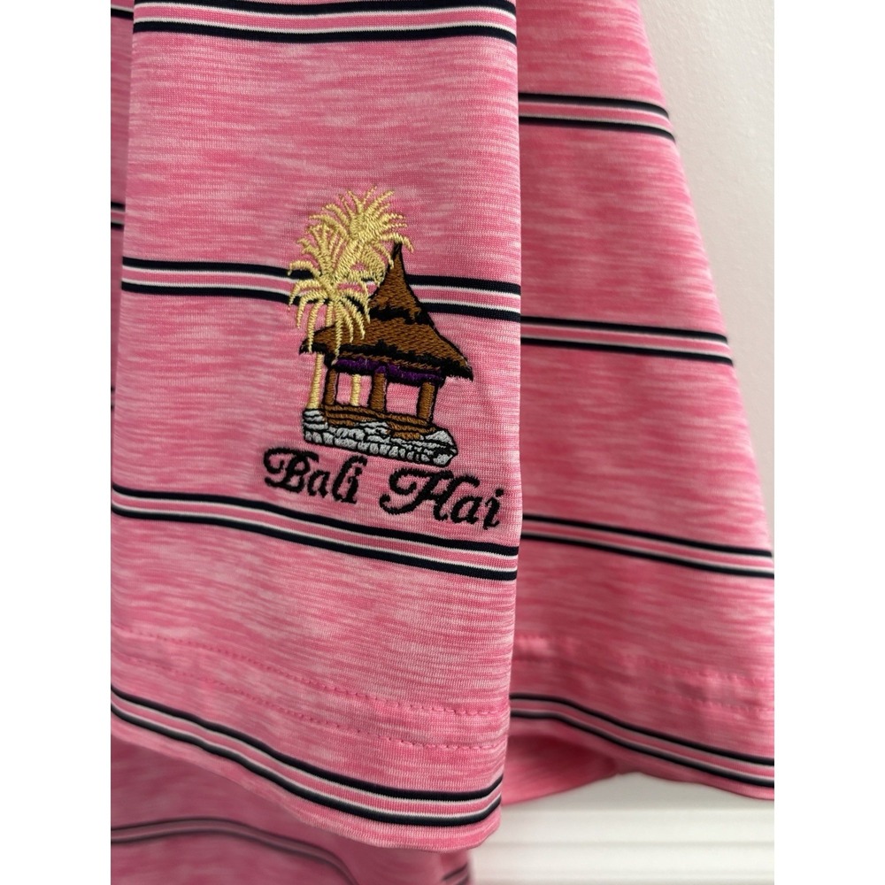 FootJoy Golf Polo Mens L Pink Heather Striped Performance Shirt Bali Hai 0513 - Picture 4 of 7